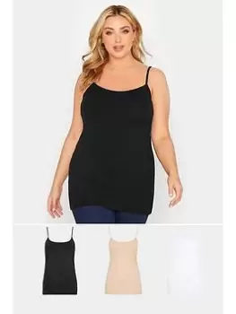 Image of Yours Cami Vest 3 Pack Black; White And Nude, Multi, Size 38-40, Women