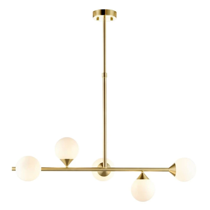 Image of Grosseto Batten Satin Brass Plate, Gloss White Glass