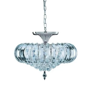 image of 5 Light Semi Flush Ceiling Light Chrome with Crystal Decoration, E14