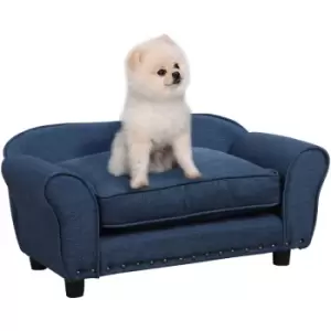 Image of Dog Sofa Bed, Kitten Couch Chair w/ Soft Cushion, for Small Dogs - Blue - Blue - Pawhut