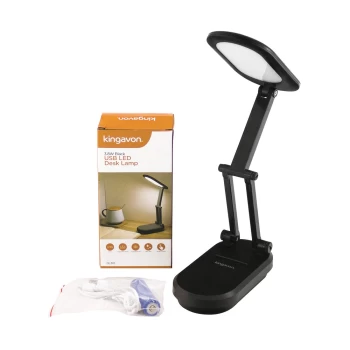 image of Kingavon 3.8W Rechargeable USB LED Folding Bedside Table Reading Desk Lamp - Black