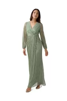 Image of Metallic Mesh Draped Gown