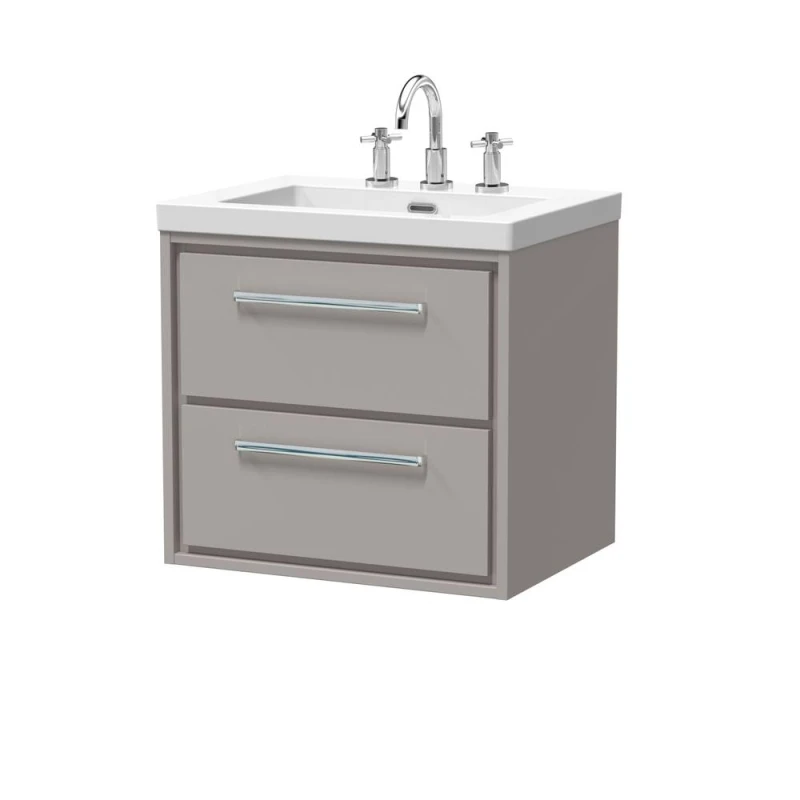 Image of Balterley Bathroom 2 Soft Close Drawer Wall Hung Fireclay Basin, Grey, 480mm in Grey Grey Unisex