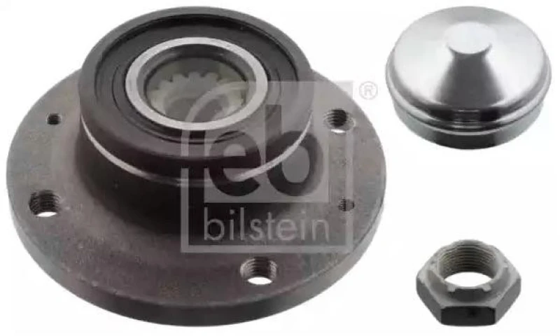 Image of FEBI BILSTEIN 101010 Wheel bearing kit with fastening/mounting material, Rear Axle Right, with wheel hub Wheel Bearing Kit (654)