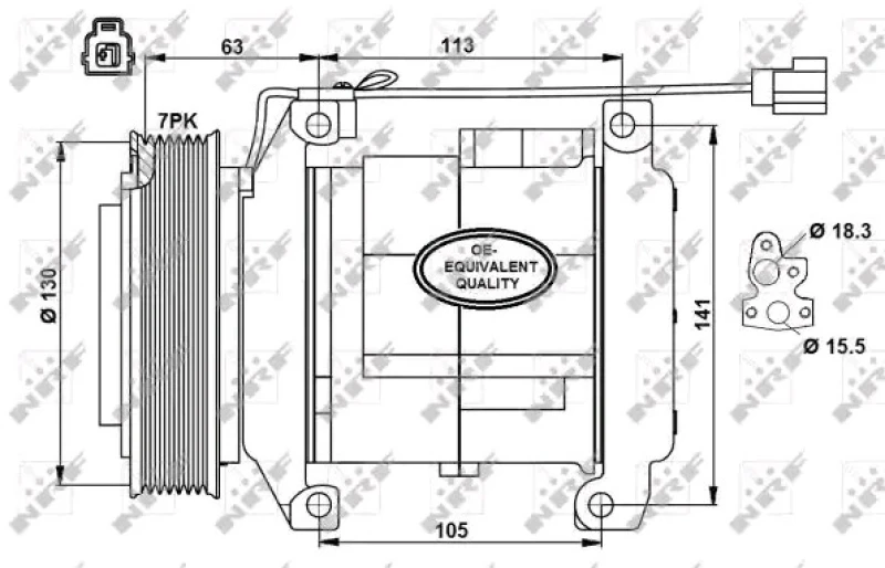 Image of NRF 32881 AC Compressor EASY FIT PAG 46, with PAG compressor oil, with gaskets/seals Compressor,air conditioning (447)
