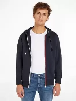 Image of Tommy Hilfiger Split Global Stripe Zip Hoody, Blue, Size 2XL, Men