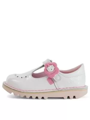 Image of Kickers Kickers Toddler Kick Fleur T Bar Patent Leather Shoe, White, Size 11 Younger