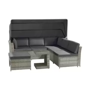 Image of Garden Gear California Rattan Daybed - Natural/Dark Grey