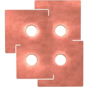 Image of SQUARE ceiling light white, 4 bulbs, copper leaf shade