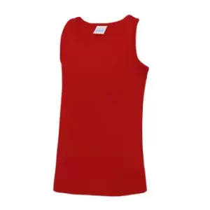 Image of AWDis Just Cool Childrens/Kids Plain Sleeveless Vest Top (12-13 Years) (Fire Red)