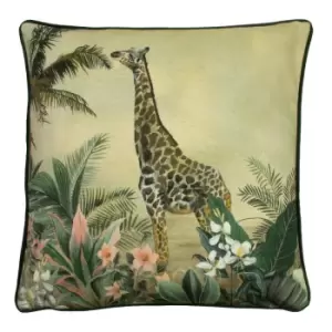 Image of Manyara Giraffe Square Cushion Multicolour, Multicolour / 43 x 43cm / Cover Only