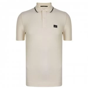 Image of CP COMPANY Short Sleeve Tipped Polo Shirt - White 103