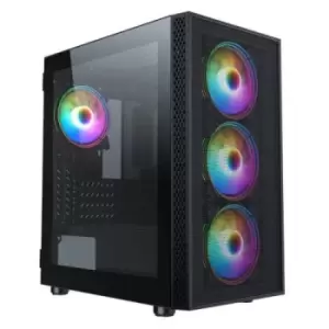 Image of GameMax Icon Mesh ARGB Gaming Case w/ Glass Window Micro ATX Mesh Front 4 ARGB Fans LED Button 2 Vertical GPU Mounts Black