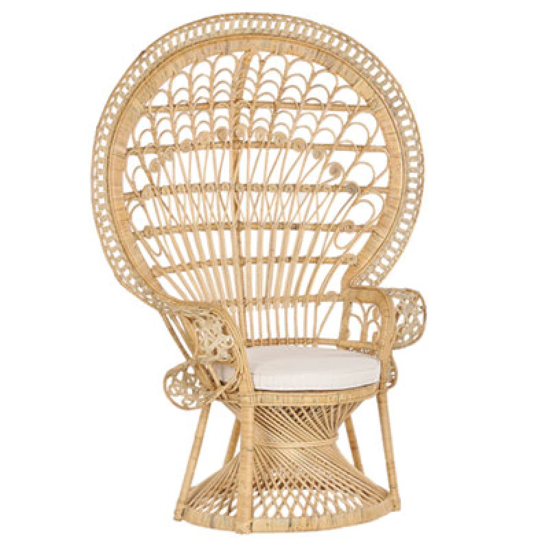 Image of Beliani Peacock Chair Emmanuelle Rattan Natural