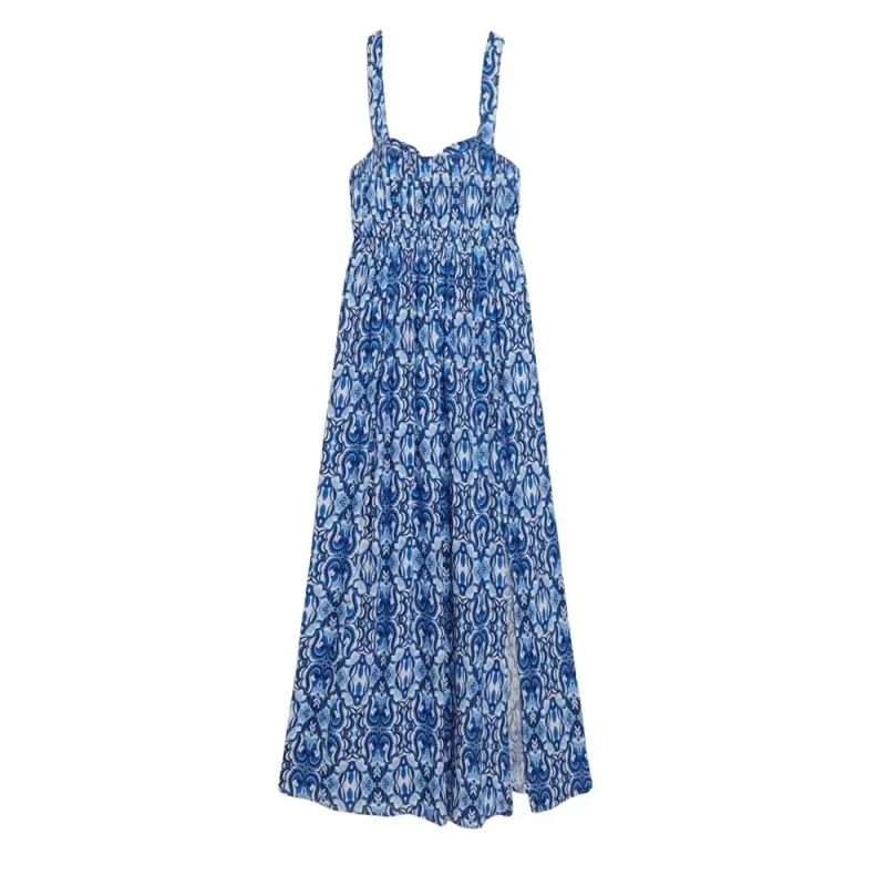 Image of Printed Maxi Dress with Tie Back