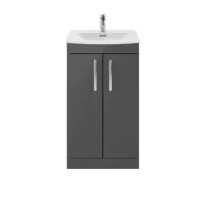 image of Nuie Athena 500 Floor Standing 2-door Vanity & Curved Basin - Gloss Grey