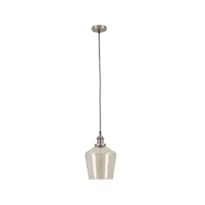 Image of Antique Brass Metal and Lustre Glass Pendant