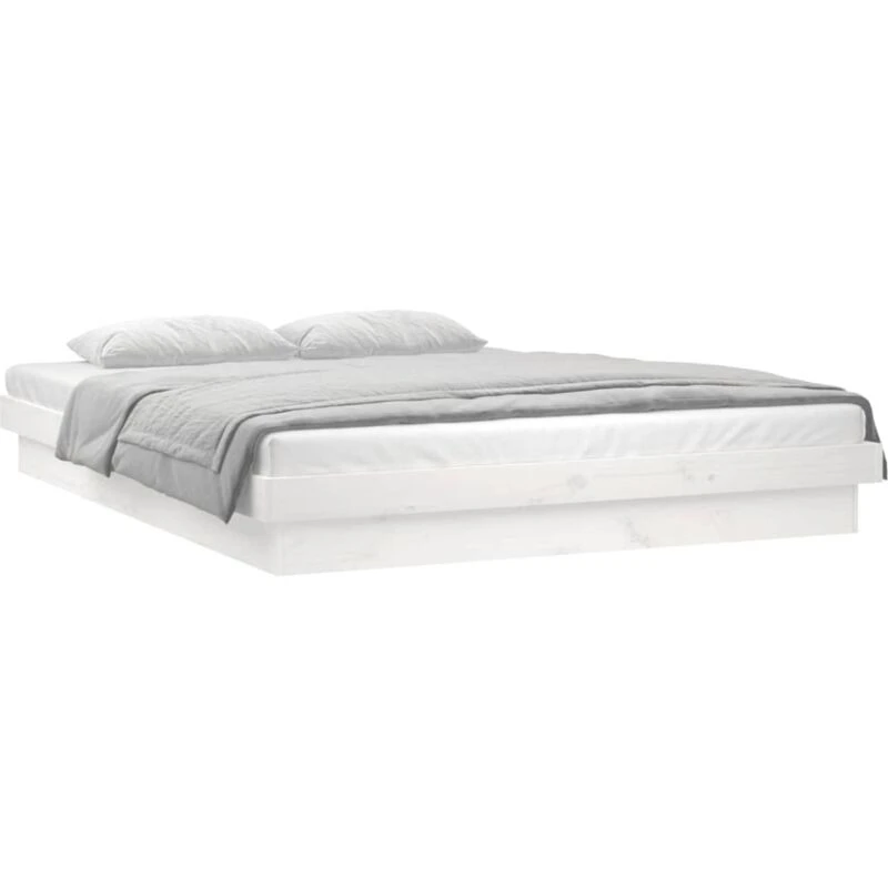 Image of VIDAXL LED Bed Frame without Mattress White Small Double Solid Wood Vidaxl 8720287071969