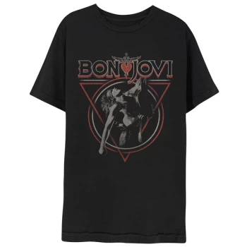 Image of Bon Jovi - Triangle Overlap Unisex Large T-Shirt - Black