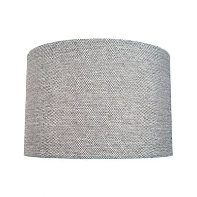 Image of Happy Homewares Modern And Sleek 25Cm Width Light Grey Linen Fabric Drum Lamp Shade 60W Maximum