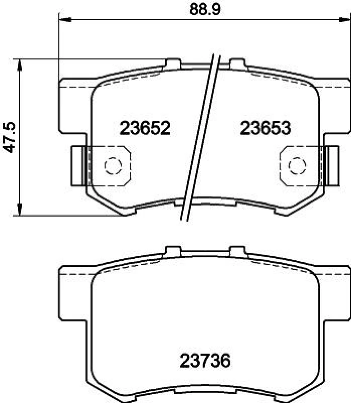 Image of HELLA Brake pad set HELLA 8DB 355 009-581