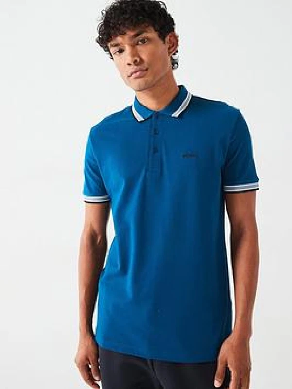Image of Boss Mens HBG Paddy Polo Shirt with Contrast Tipping Open Blue 494 male S