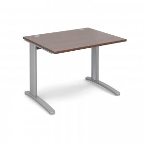 image of TR10 Straight Desk 1000mm x 800mm - Silver Frame Walnut Top