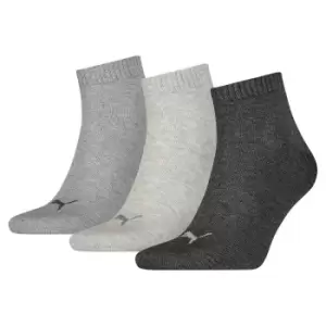 Puma Quarter Training Socks (3 Pairs) (9-11, Grey)