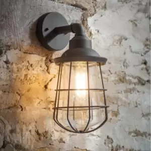 image of Finsbury Charcoal Mains Nautical Outdoor Garden Caged Wall Light - Garden Trading