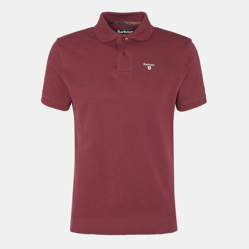 Image of Barbour Mens Tartan Pique Polo Shirt Ruby RE53 male S
