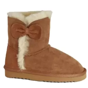 image of Eastern Counties Leather Childrens/Kids Coco Bow Detail Sheepskin Boots (6 Child UK) (Chestnut)