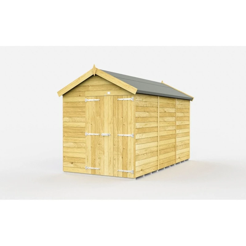 Image of Buttercup Farm 7 x 11 Feet Apex Shed - Double Door W/O Window - L329 x W214 x H217cm in Brown Brown Unisex