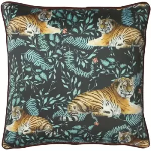 image of Paoletti - Tiwari Tiger Cushion Multi - Multicolour