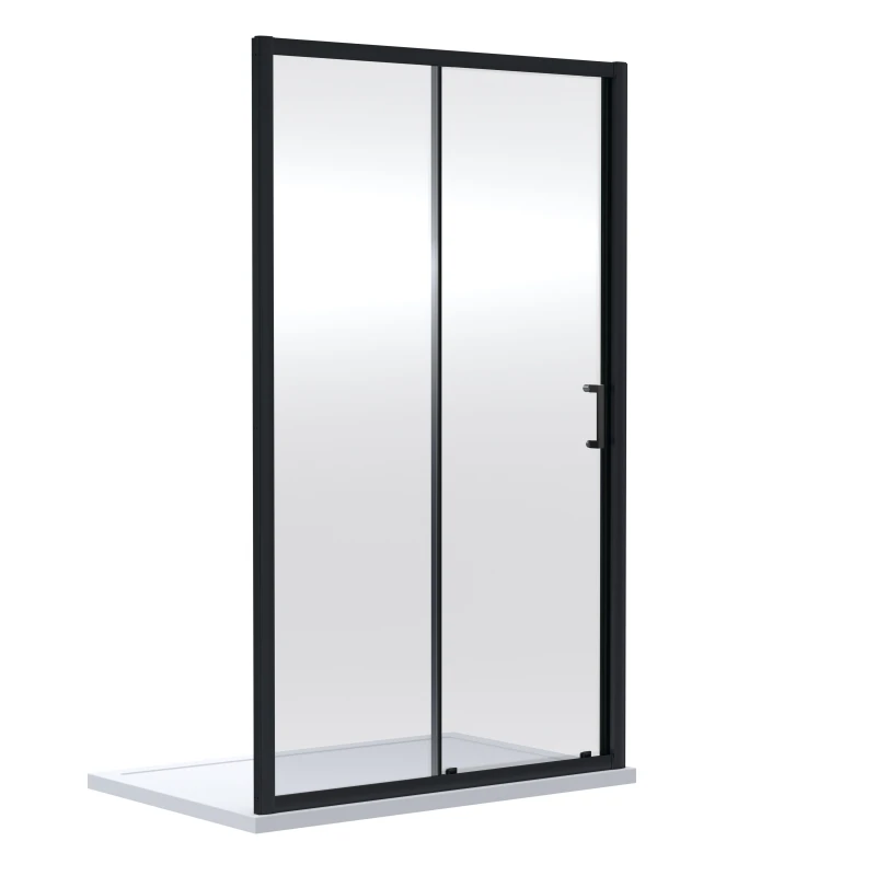 Image of Balterley 6mm Toughened Safety Glass Sliding Shower Door 1900 x 1200mm Black Black