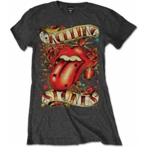 Image of Rolling Stones Tongue & Stars Charcoal Ladies TS: Large