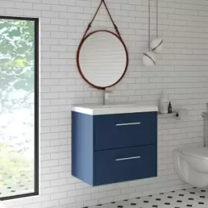 Hudson Reed Juno Wall Hung 2-Drawer Vanity Unit with Basin 2 600mm Wide - Electric Blue