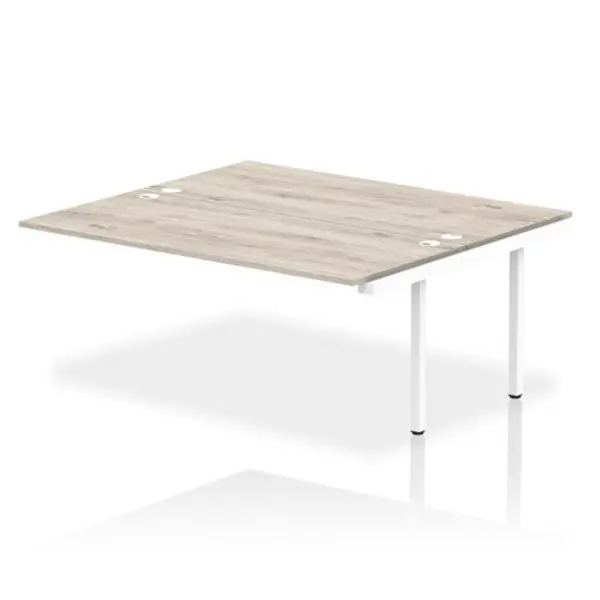 Image of Impulse Bench Dynamic Impulse W1800 x D1600 x H750mm Back to Back Bench Desk 2 Person Extension Kit Grey Oak Finish White Frame - IB00431 IB00431