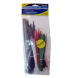 image of 120 Piece Assorted Mixed Colour Cable Ties