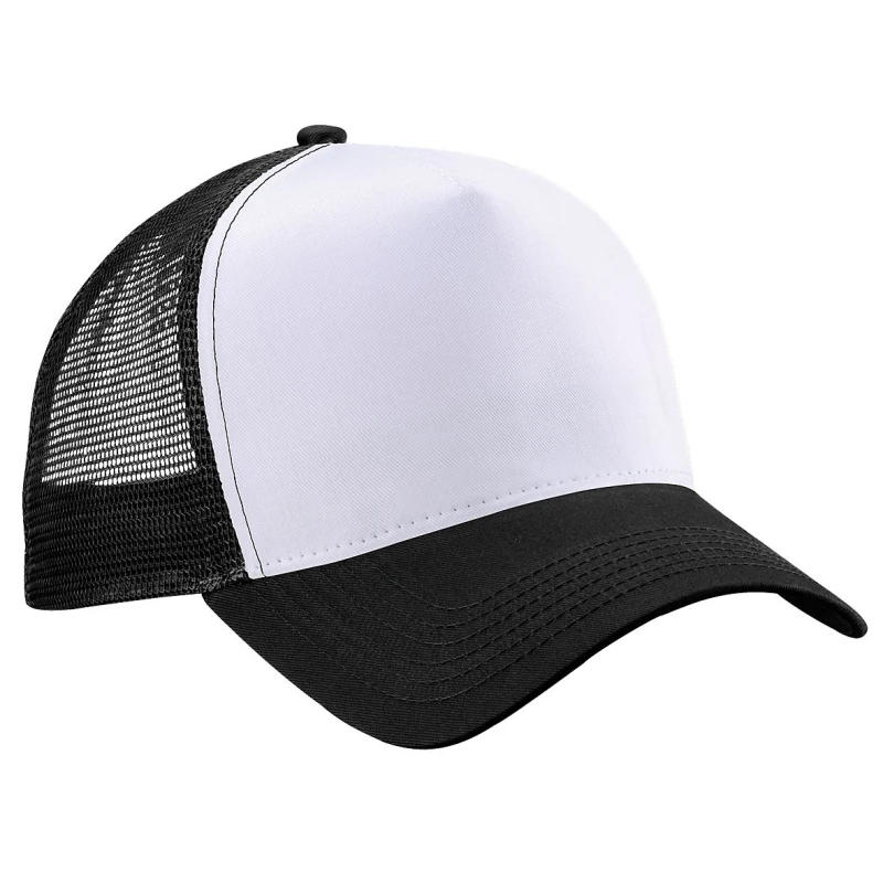 Image of Beechfield Beechfield Men Half Mesh Trucker Cap Headwear Pack of 2 in Black One Size Male 5059269086350