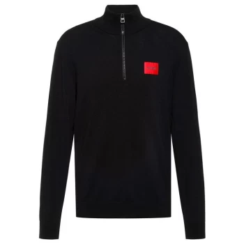 image of Hugo Giuseppe Quarter Zip Jumper - Black