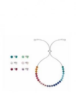 image of Buckley London Buckley London Rainbow Bracelet And Stud Earring Six Pack Free Gift Bag