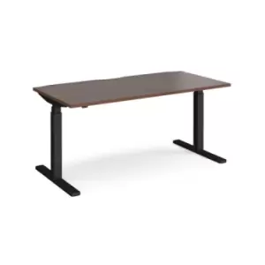 image of Height Adjustable Desk Rectangular Desk 1600mm Walnut Tops With Black Frames Elev8 Touch