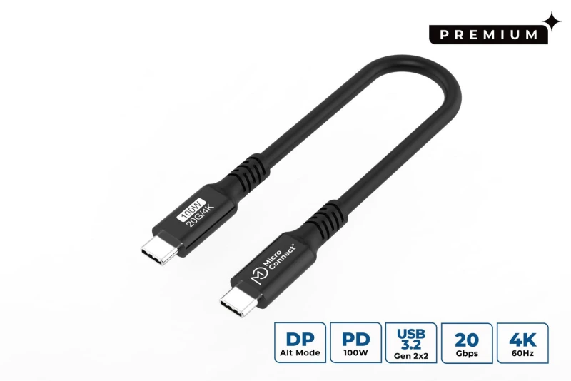 Image of Microconnect USB3.2CC015 USB cable USB 3.2 Gen 2x2 0.15 m USB C Black