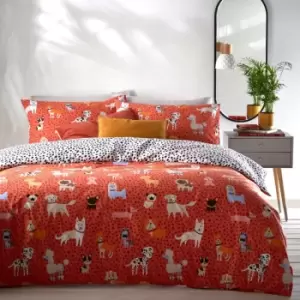 Image of Furn. Woofers Single Duvet Cover Set Cotton Coral
