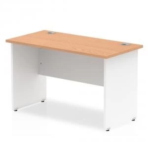 image of Trexus Desk Rectangle Panel End 1000x600mm Oak Top White Panels Ref