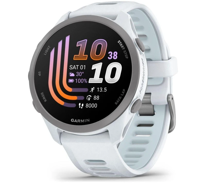 Image of Garmin Forerunner 170 Sports Watch - Whitestone & Cloud Blue, 43 mm, White,Blue 753759368302