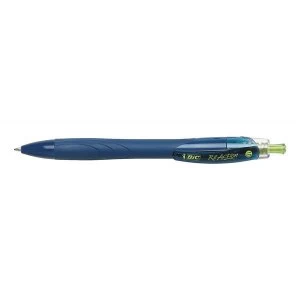 image of Bic ReAction Ballpoint Pen Retractable Full-body Grip 1.0mm Reactive Tip 0.4mm Line Blue - Pack of 12 Pens