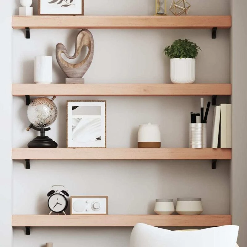 Image of VIDAXL Wall Shelf 80x10x6cm Untreated Solid Wood Oak Vidaxl 8720845812591