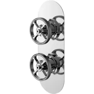 Image of Industrial Concealed Shower Valve Dual Handle - Chrome - Hudson Reed