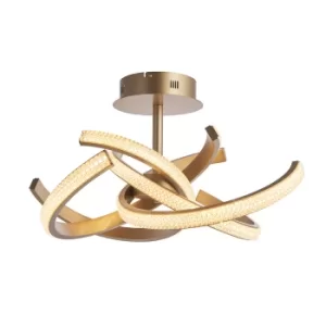 Image of Lorenzo Contemporary Designer Crystal LED Semi Flush Ceiling Light Satin Gold, Warm White